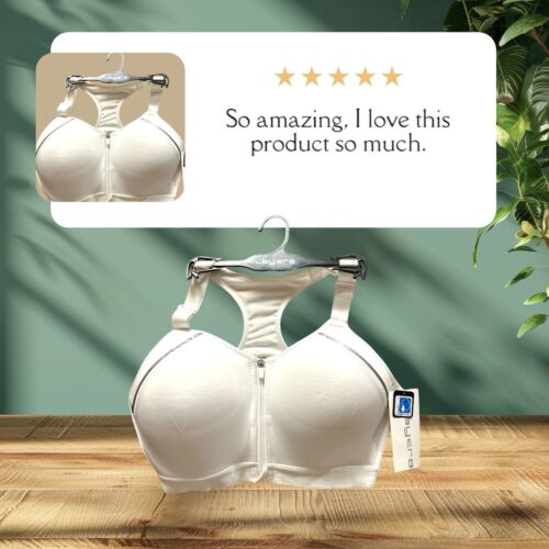 LAYER 8 MAXIMUM SUPPORT SIZE 1XL Sports Bra White~Fitted Front Zipper~GREAT FIT!