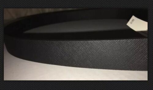 TAHARI BELT UNISEX BLACK TEXTURED FAUX LEATHER LOGO BUCKLE MSRP $40