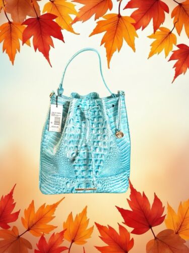 Brahmin Marlowe Bucket Shoulder  Handbag~Dusty Blue Melbourne~Genuine Leather⭐️