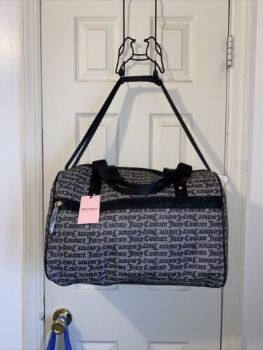 Juicy Couture Women Gothic Stat Black Our Zips Say It All Duffle Weekender Bag