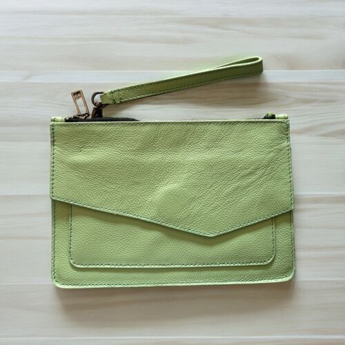 BOTKIER Cobble Hill M.C Leather Wristlet Clutch Wallet, Dusty Mint Green NWT $78