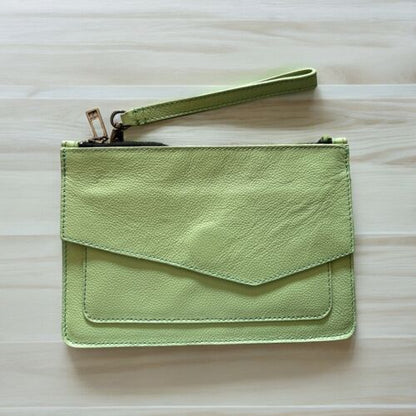 BOTKIER Cobble Hill M.C Leather Wristlet Clutch Wallet, Dusty Mint Green NWT $78
