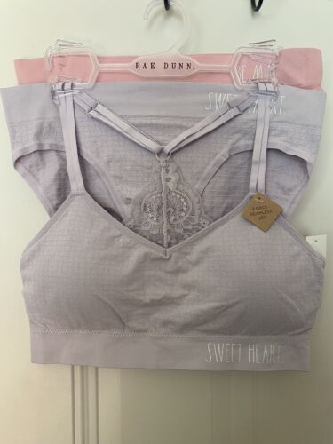 RAE DUNN Women’s 3 pc Bra & Panties Set WO5094~Misty Lilac~Seamless ALL SIZES!