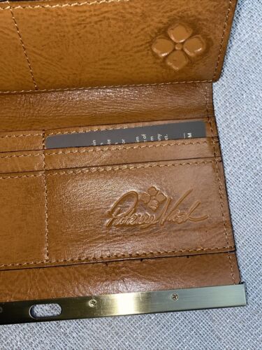 Patricia Nash Cauchy Tooled Genuine Leather Framed RFID Wallet Cognac NWT $119