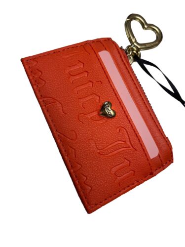 Juicy Couture Deboss Orange Red Pile On Card Case~Key Chain~Coin Wallet~CUTE!!!