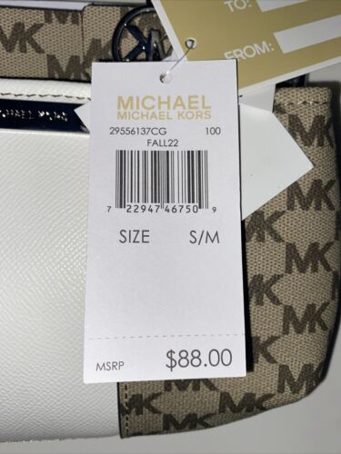 Michael Kors Women’s Belt  Fanny Pack MK Signature Logo BROWN/BEIGE/WHITE- S/M