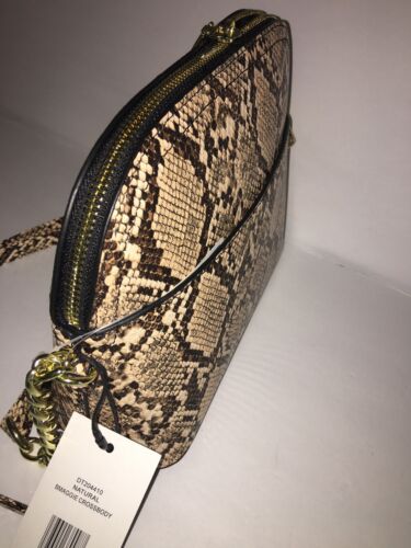 STEVE MADDEN HANDBAG BMAGGIE NATURAL BROWN /BEIGE PRINT-DOME GOLD-HARDWARE