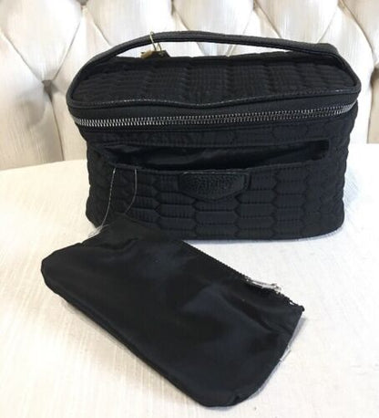 Aimee Kestenberg Adele Black Quilt 2 Piece Silver Zip. Cosmetic set T00135 NWT