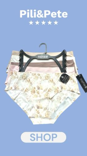 Sophie B~5 Pack No Show~Invisible Edge~Soft Hipster Briefs~Multicolor