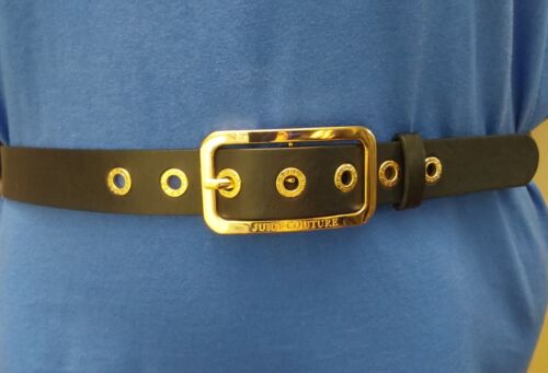 JUICY COUTURE BELT BLACK WITH GOLD BUCKLE AND GOLDEN EYELETS NICE!!!!