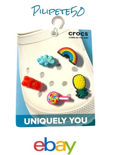 Crocs Jibbitz Uniquely You Happy Candy Rainbow Trendy Charms 5 Pieces