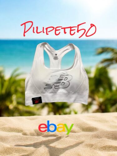 NEW BALANCE Medium Impact Sports Bra Style # 111048 Size Large White/Silver CUTE