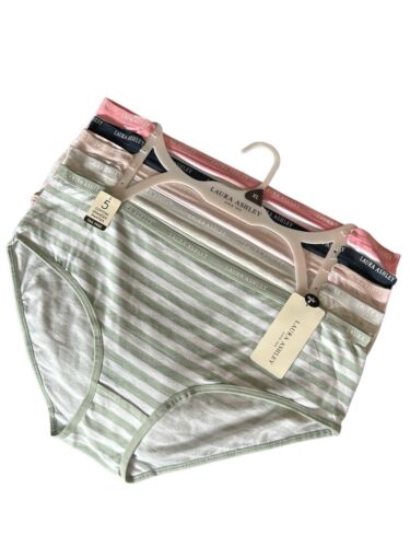 LAURA ASHLEY Intimates Cotton-Spandex Brief Panties~Size XL~5 pair Style LS9540