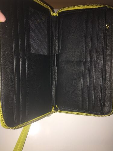STEVE MADDEN WALLET WRISTLET CITRON SMOOTH TEXTURED GOLD ZIPPER "ADD SOME COLOR"
