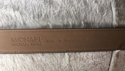 MICHAEL KORS BELT CHOCOLATE MK LOGO GOLD BUCKLE WITH GOLD EYELETS NICE