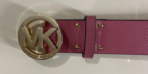 MICHAEL KORS BELT ROSE PINK WITH SILVER MK LOGO BUCKLE GENUINE LEATHER BEAUTY!!