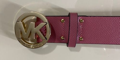 MICHAEL KORS BELT ROSE PINK WITH SILVER MK LOGO BUCKLE GENUINE LEATHER BEAUTY!!