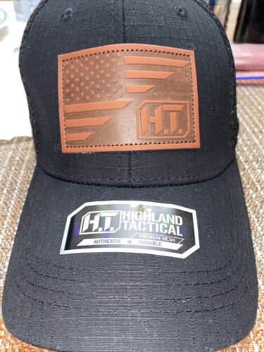 Highland Tactical USA Leather Flag Military Mesh Snap Back Cap/Hat One Size OSFM