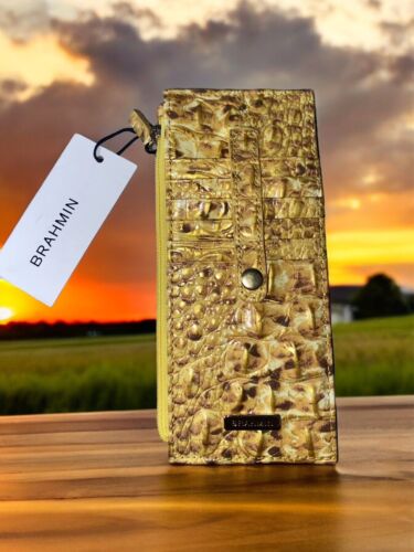 BRAHMIN CANARY MELBOURNE LEATHER CREDIT CARD SLIM WALLET NWT