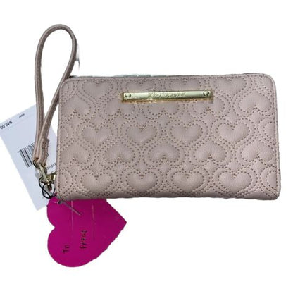Betsey Johnson Zip Around Wallet/Wristlet Stitch Hearts 💕 MBJ1000X PINK CUTE!!!