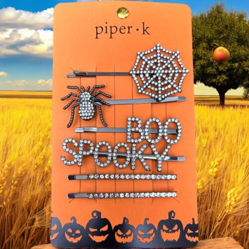 Piper K  Halloween Hair Accessories Boo, Spooky, Spider & Spider Web~Rhinestones