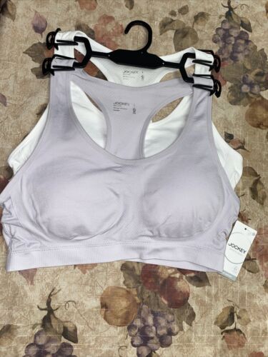 Jockey Women's 2 Pack Removable Cup Seamless Bra -White/Evening Haze Size M