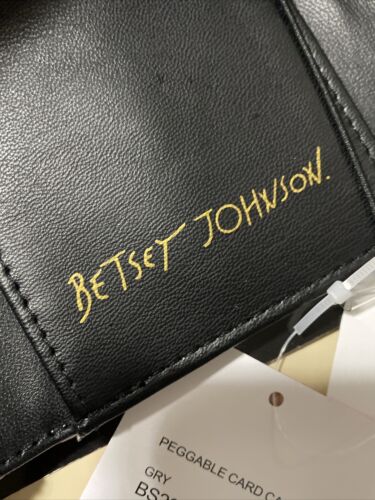 Betsey Johnson Peggable Card Case Flap Snap On Wallet Gray -Gold Hardware CUTE!
