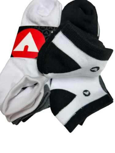 Airwalk Crew Socks 6 Pair Men 10-13 Arch Support~Mesh Vented~Black/White/Gray