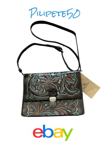 Patricia Nash LOCRI Convertible XBDY TOOLED TURQUOISE Leather P894133~UNIQUE!!