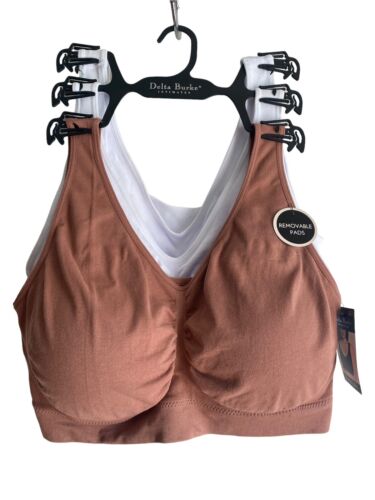 Delta Burke 3-Pack Seamless Bras Size 2X Soft Comfort Lounge Removable Pads NEW