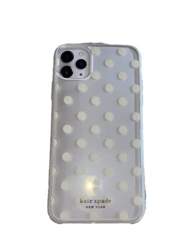 KATE SPADE PHONE CASE FOR iPHONE 11 PRO MAX CLEAR WITH LIGHT YELLOW DOTS &TRIM