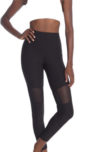 X by Gottex High Line Tech Pocket Mesh Panel Leggings Ankle Black NEW