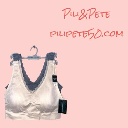 LAURA ASHLEY~2 PACK COMFORT BRA ~LACE TRIM~ STYLE # LS5336~ALL SIZES~GREAT FIT!