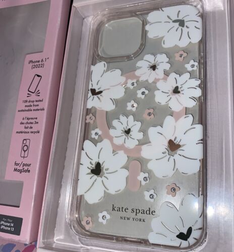 Kate Spade Phone Case iPhone 13 & 14 6.1  Floral & Rhinestones~UNIQUE BEAUTY