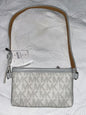 MICHAEL KORS Fanny Pack White Light Gray Edge And Logo Med  Genuine Leather!