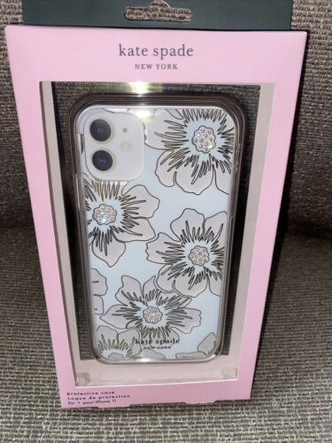KATE SPADE PHONE CASE iPhone 11 PRO HOLLYHOCK FLOWERS WITH RHINESTONE ELEGANT