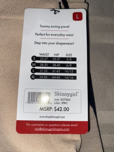 Skinnygirl Shaping Seamless Slip Shorts - Size Large, 3 Pair (Style SG7063) New