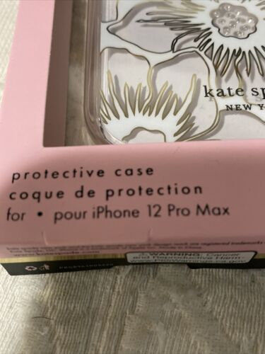 Kate Spade Phone Case iPhone12 & 13 Pro Max White Floral & Rhinestones Pretty!!