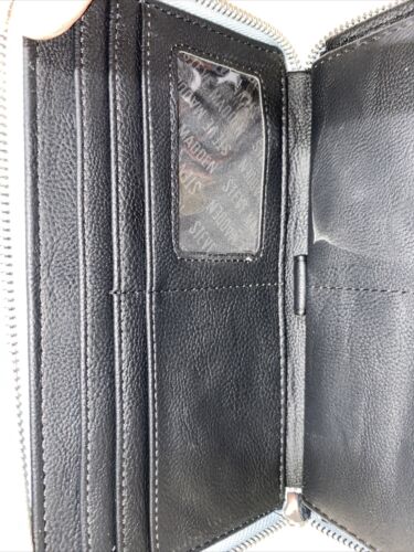STEVE MADDEN WALLET WRISTLET BLUE SMOOTH TEXTURED~ORGANIZER~REAR FINDING!