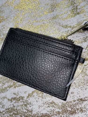 JUICY COUTURE BLACK ZIPPERED UP CARD CASE KEY RING WALLET NEW RETAIL $35