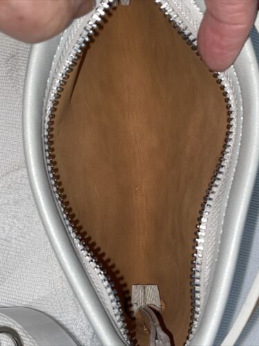 MICHAEL KORS Fanny Pack White Light Gray Edge And Logo Med  Genuine Leather!