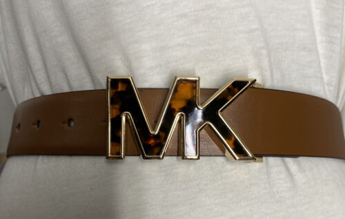 MICHAEL KORS BELT TAN WITH MK TORTOISE SHELL GOLD BUCKLE WOW!!!