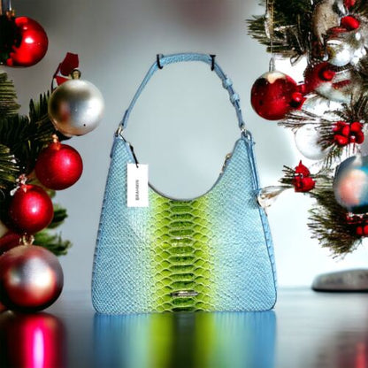 Brahmín Tabitha Limeade Rivers Genuine Leather~ LIGHT BLUE & GREEN~NEW~UNIQUE!