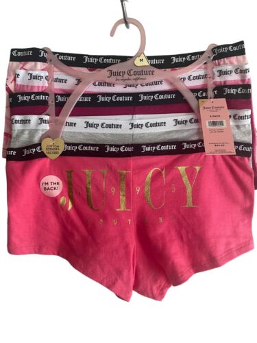 Juicy Couture~Women Boyshort Underwear Panties Cotton Blend 5-Pair JC7530~WOW~L
