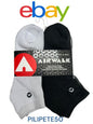 Airwalk Crew Socks 6 Pair Men 10-13 Arch Support~Mesh Vented~Black/White/Gray
