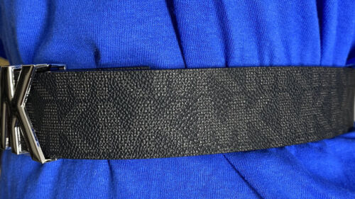 MICHAEL KORS BELT BLACK MK LOGO WITH MK LOGO SILVER BUCKLE A SURE WINNER!!