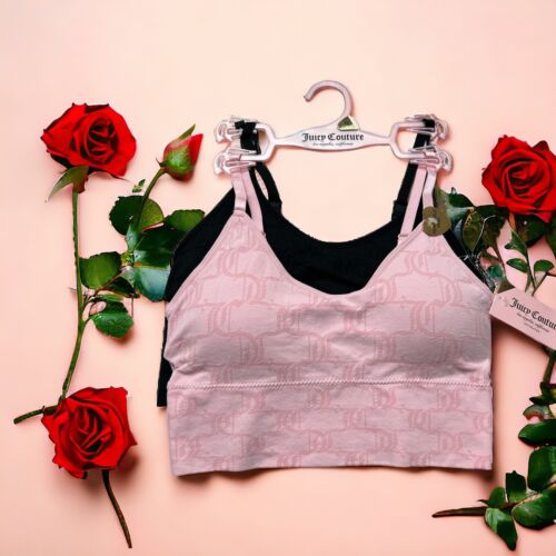 Juicy Couture Intimates Bralettes ~Pink/Black Logo~JC6979~2Pack~Sz MEDIUM ~CUTE
