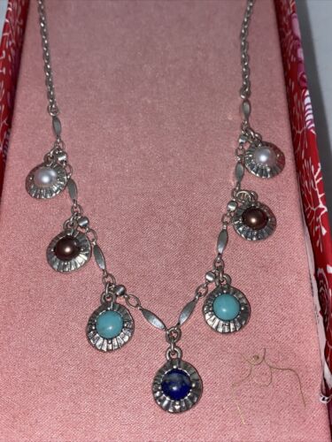Lucky Brand Women's Semiprecious Accents Silver Plated  Necklace NIB