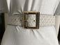 MICHAEL KORS BELT WHITE MK LOGO GOLD BUCKLE SIZE MEDIUM "CLASSY" MSRP $42