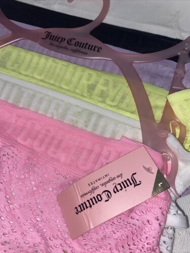 JUICY COUTURE Women’s Intimates Lace Cheeky Underwear Panties Size L 5 Pcs CUTE!